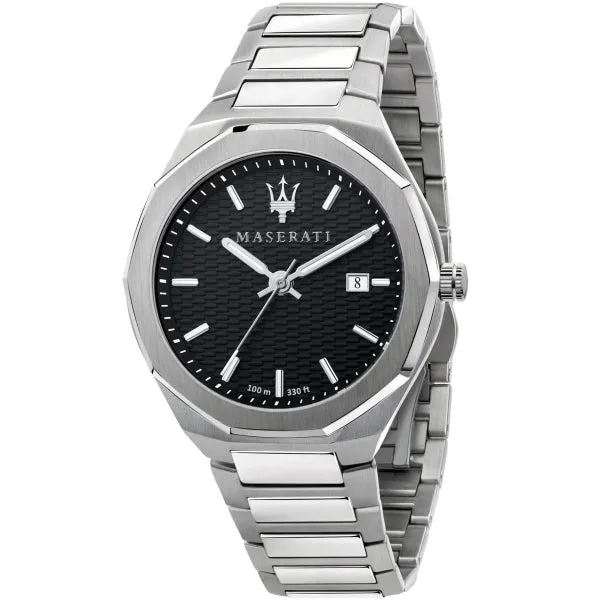 Maserati Epoca Silver Stainless Steel Black Dial Quartz Watch for Gents - R8853142003