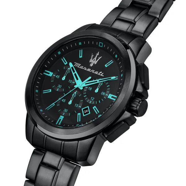 Maserati Successo Aqua Black Stainless Steel Black Dial Quartz Watch for Gents - R8873644003
