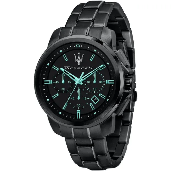 Maserati Successo Aqua Black Stainless Steel Black Dial Quartz Watch for Gents - R8873644003