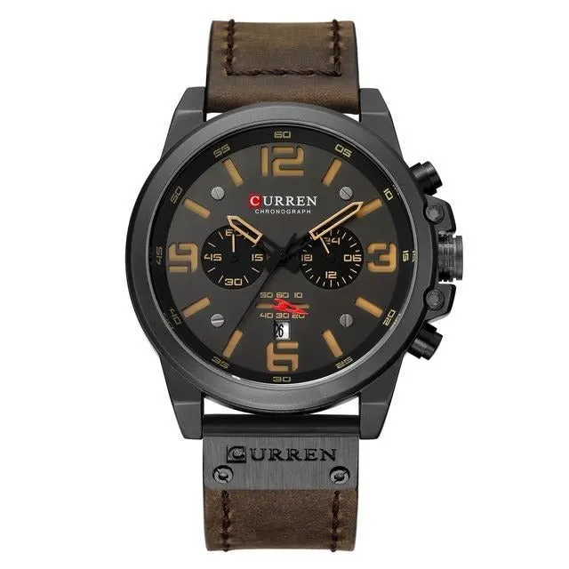 Men Watches Luxury Quartz Men Leather Military Date Male Wristwatch