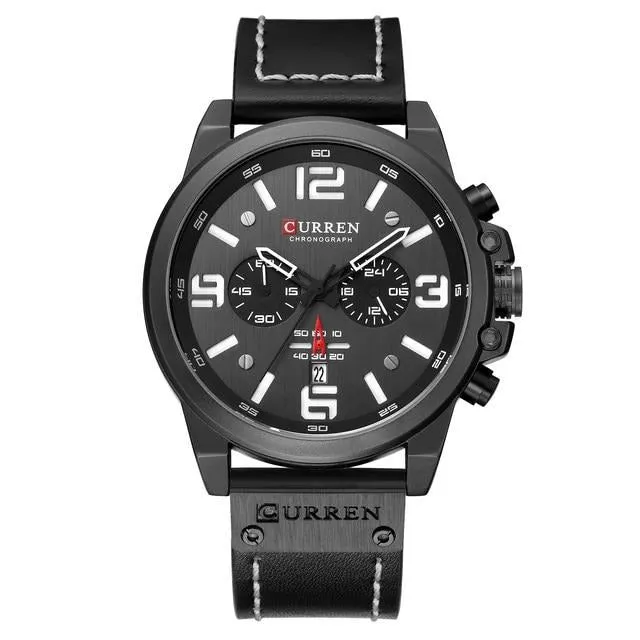Men Watches Luxury Quartz Men Leather Military Date Male Wristwatch