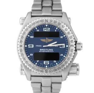 Men's Breitling Emergency Mission Titanium E56121 BLUE 43mm Quartz Watch E56321