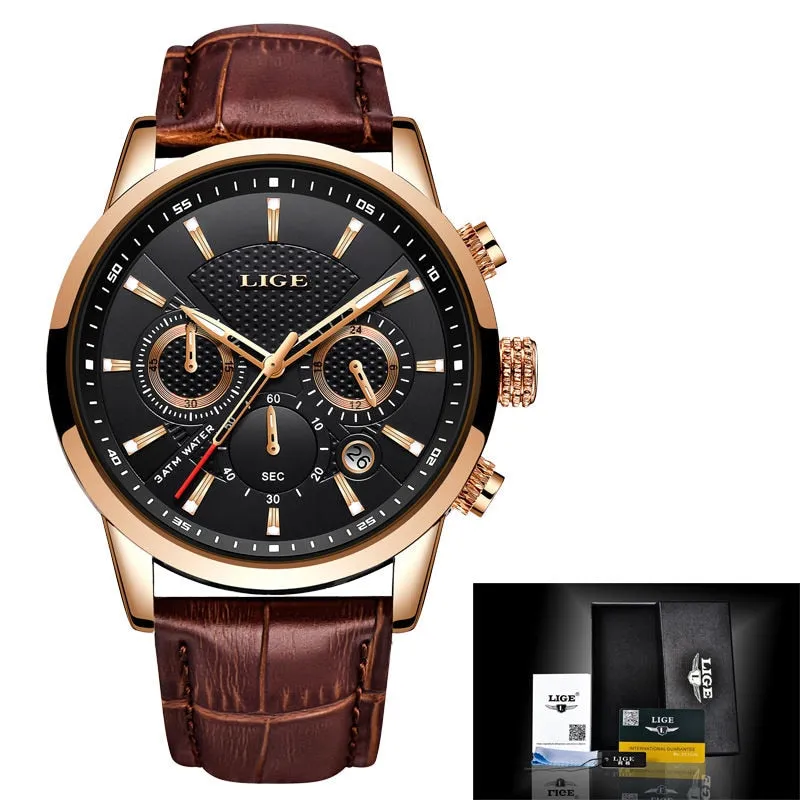 Men's Fashion Sport Quartz Clock Men's Watches Brand Luxury Leather Business