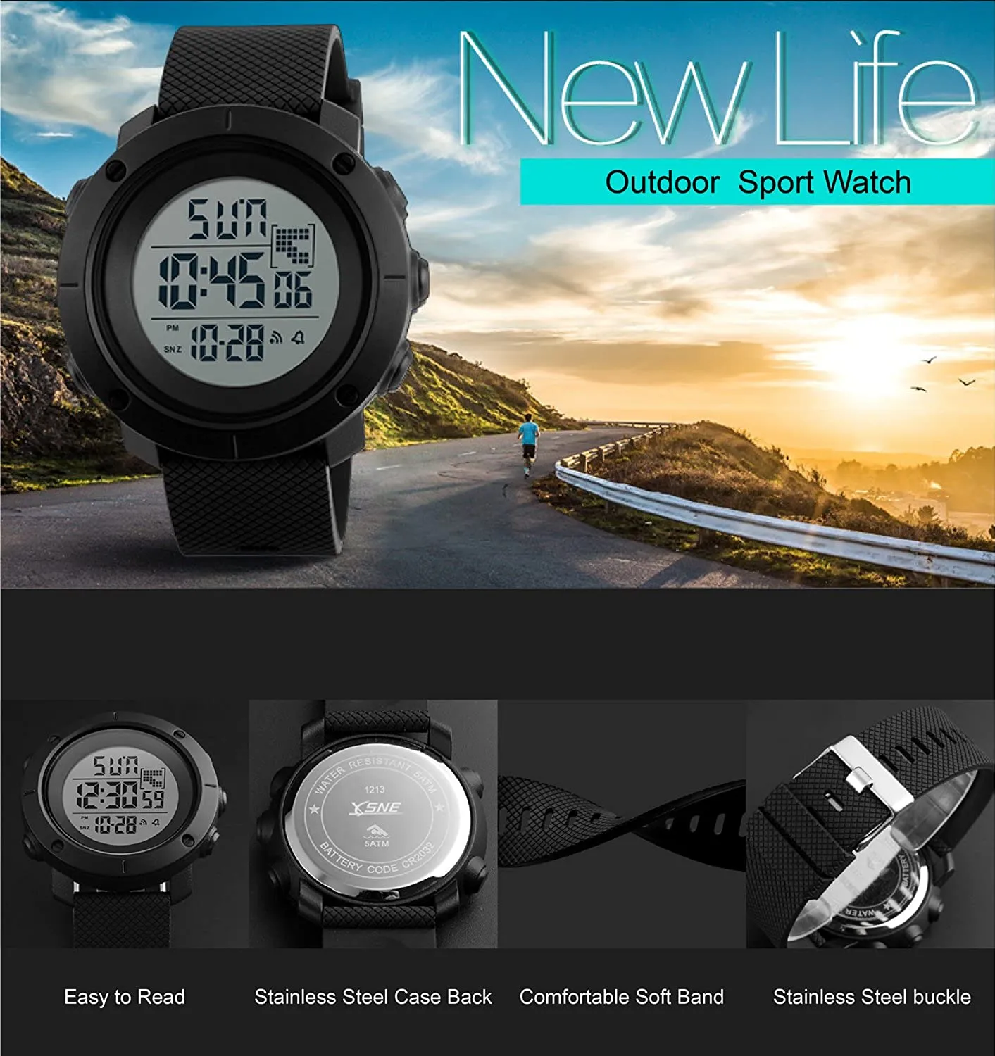 MEN'S MILITARY DIGITAL WATCH (BLACK)