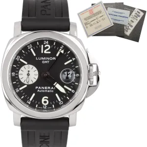Men's MINT Panerai PAM 88 Luminor GMT Date Automatic Black 44mm Watch PAM00088