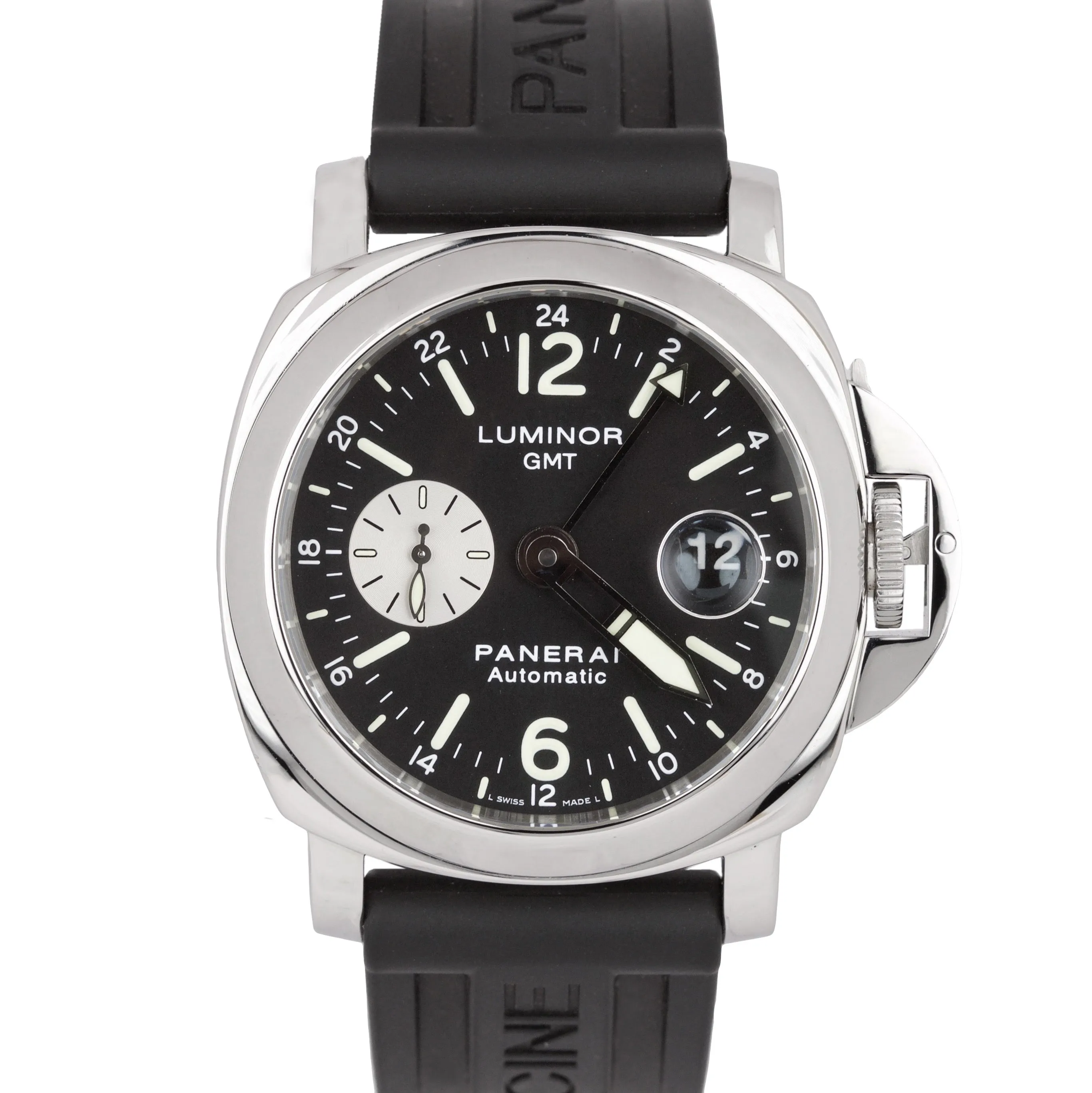 Men's MINT Panerai PAM 88 Luminor GMT Date Automatic Black 44mm Watch PAM00088