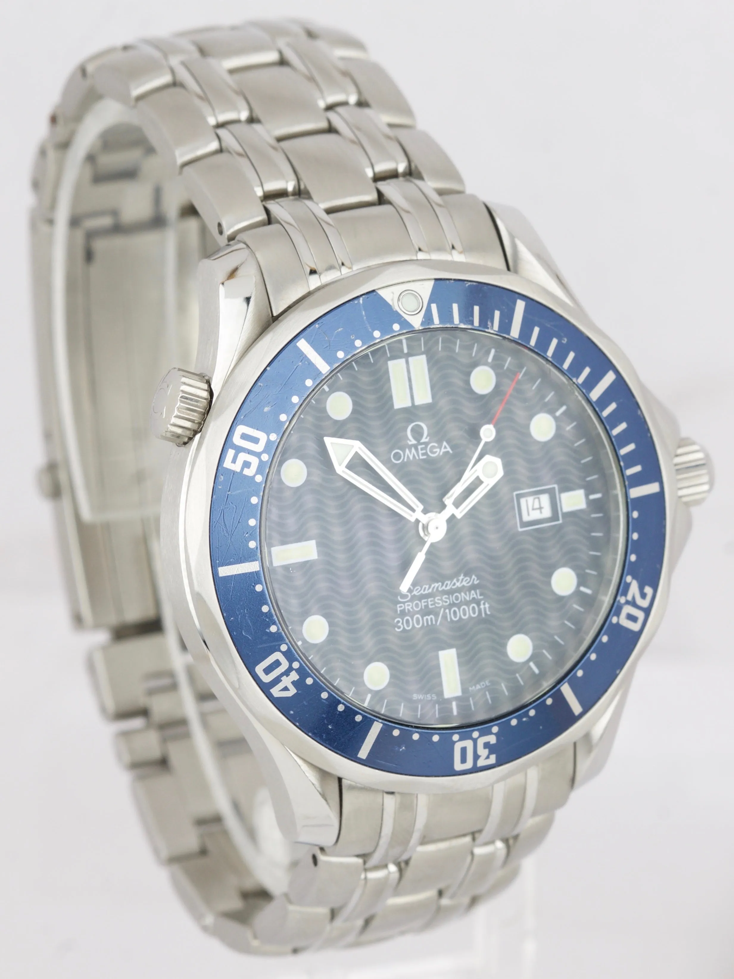 Men's Omega Seamaster Professional 300M 2541.80 Blue Wave BOND Quartz 41mm Watch
