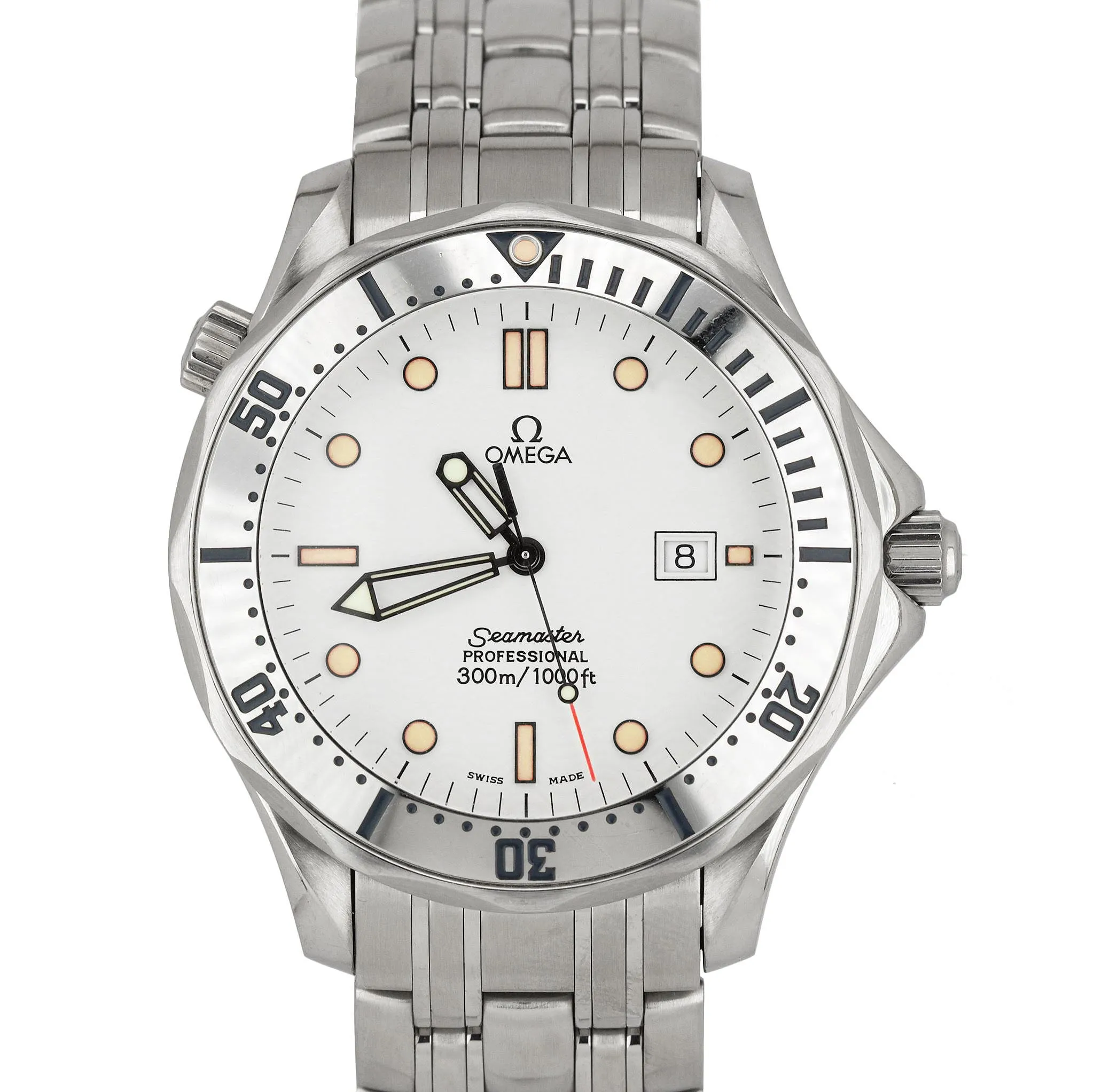 Men's Omega Seamaster Professional White 41mm Stainless Steel Date Watch 2542.20