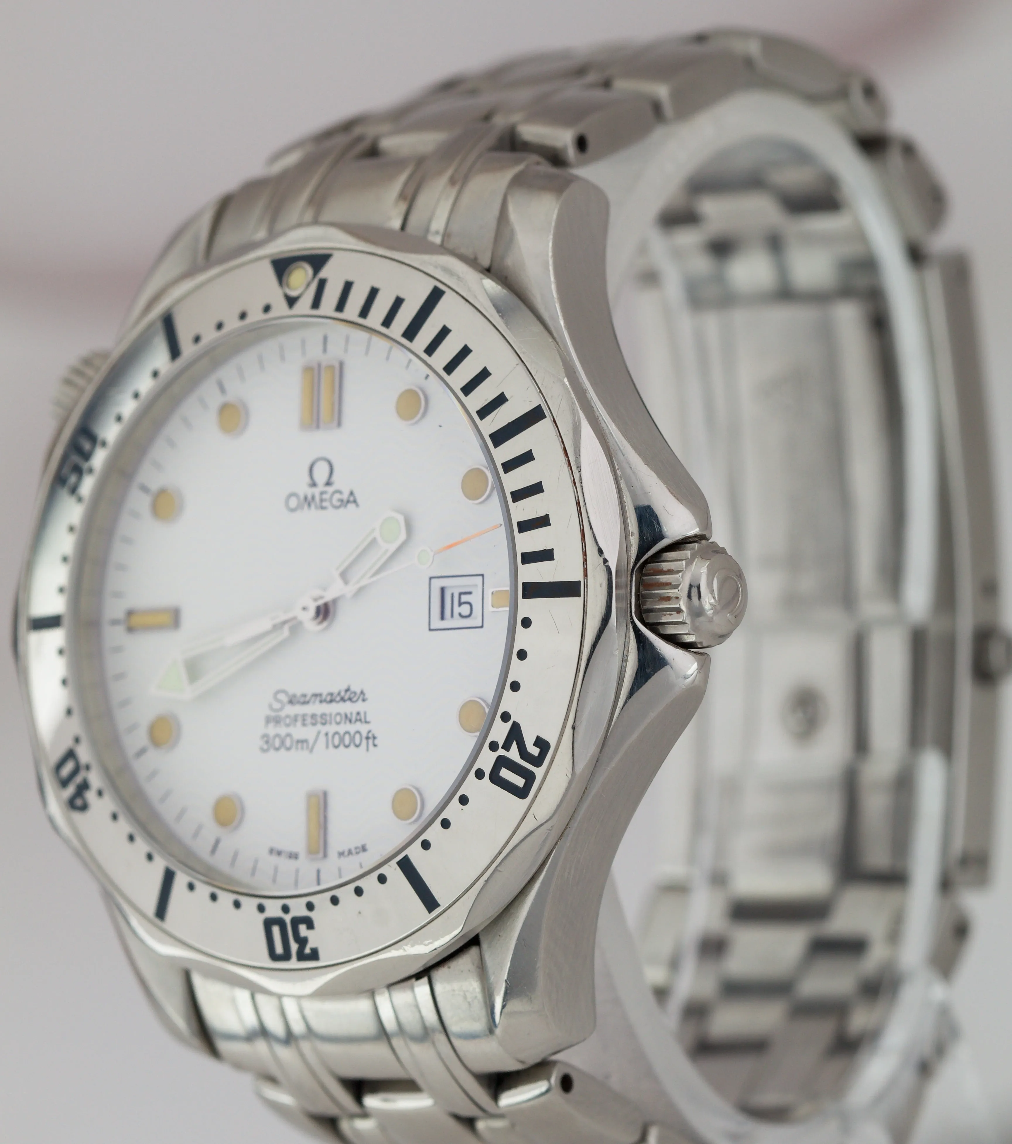 Men's Omega Seamaster Professional White 41mm Stainless Steel Date Watch 2542.20