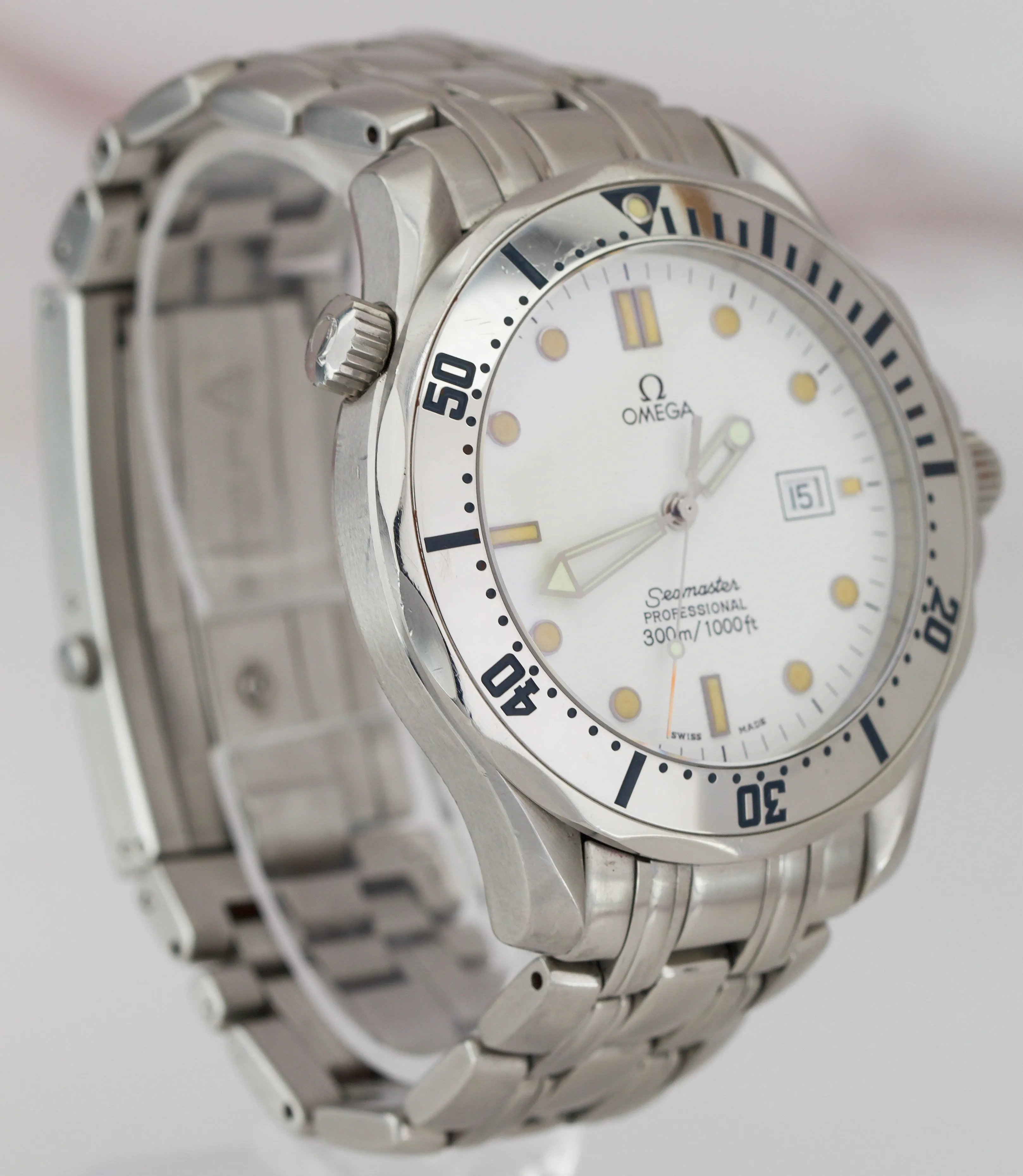 Men's Omega Seamaster Professional White 41mm Stainless Steel Date Watch 2542.20