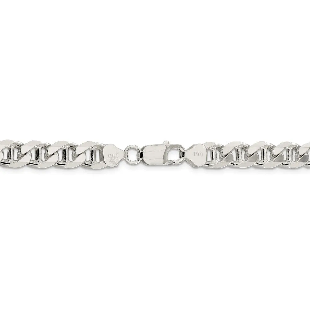 Men's Real 925 Sterling Silver Chain 8.25mm Flat Anchor Necklace