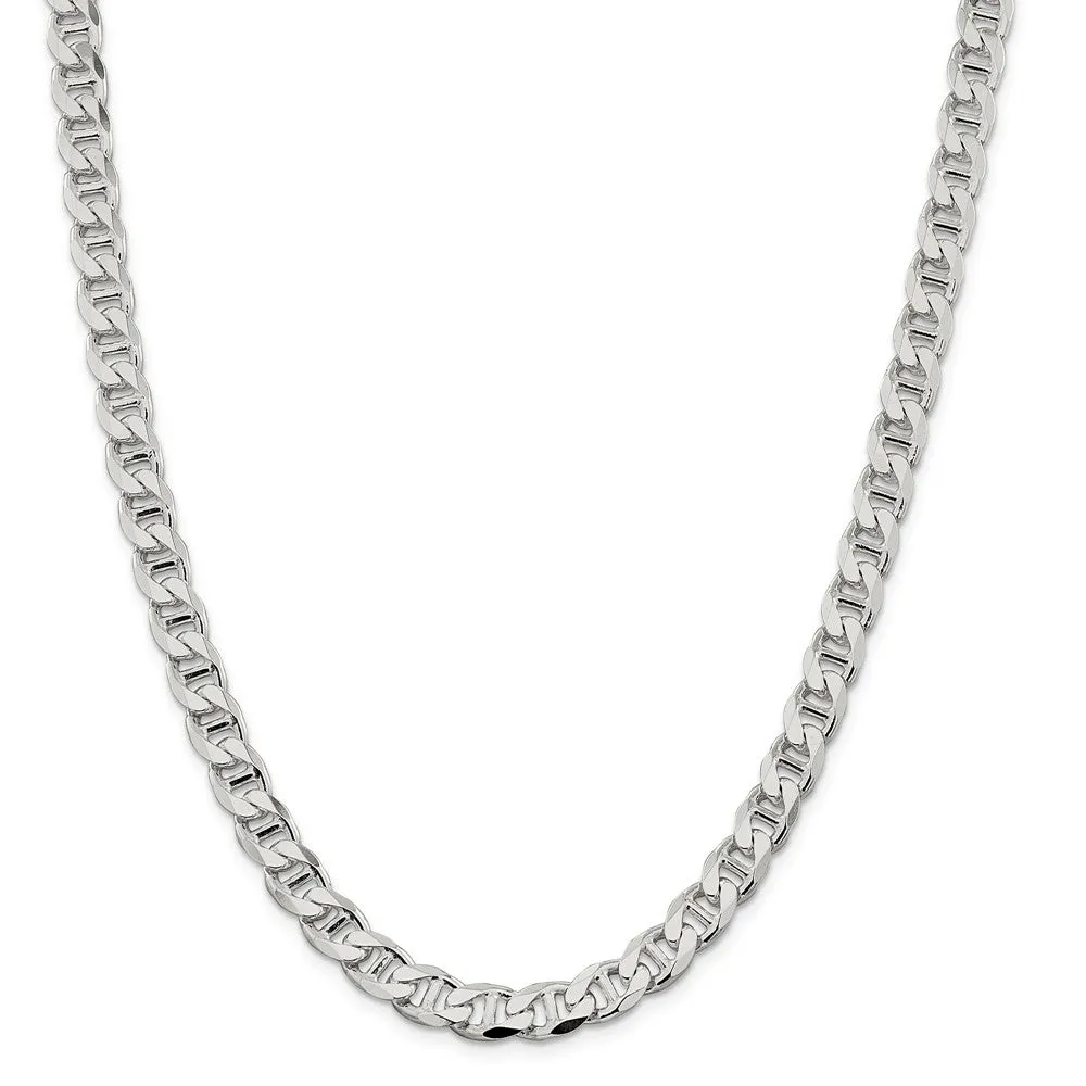 Men's Real 925 Sterling Silver Chain 8.25mm Flat Anchor Necklace