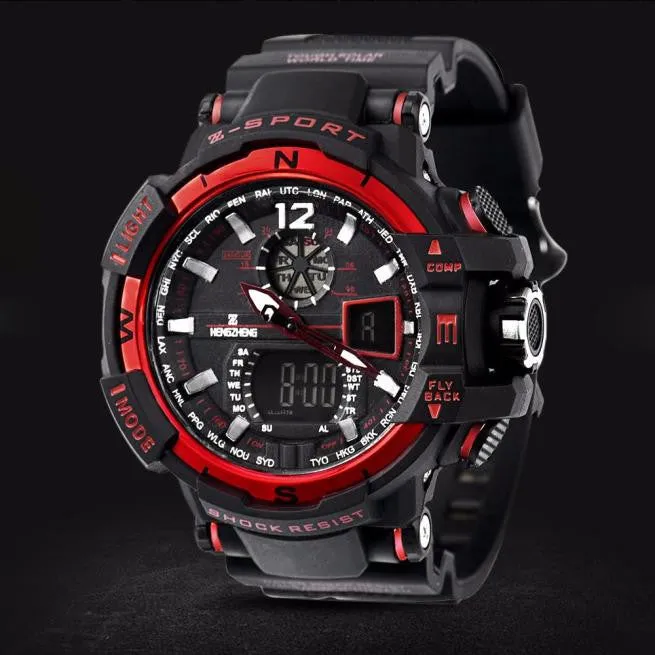 Men's Rubber Band LED Digital Sports Waterproof Diving Quartz Wrist Watch