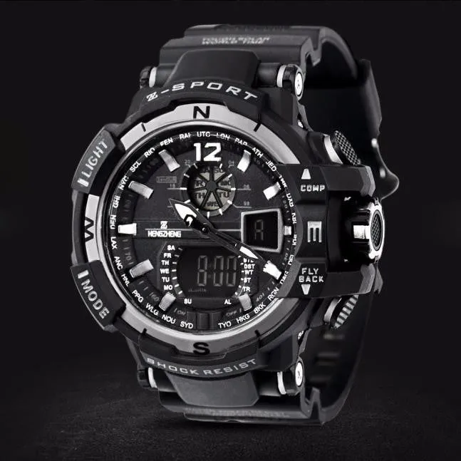 Men's Rubber Band LED Digital Sports Waterproof Diving Quartz Wrist Watch