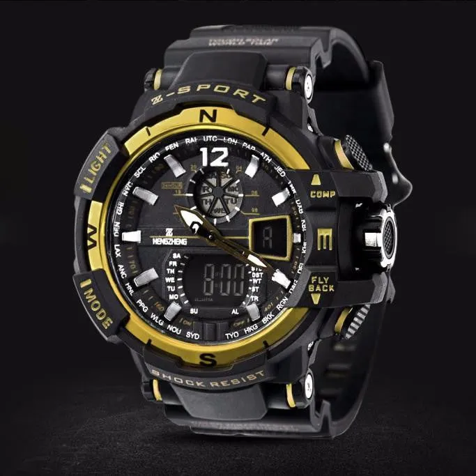 Men's Rubber Band LED Digital Sports Waterproof Diving Quartz Wrist Watch