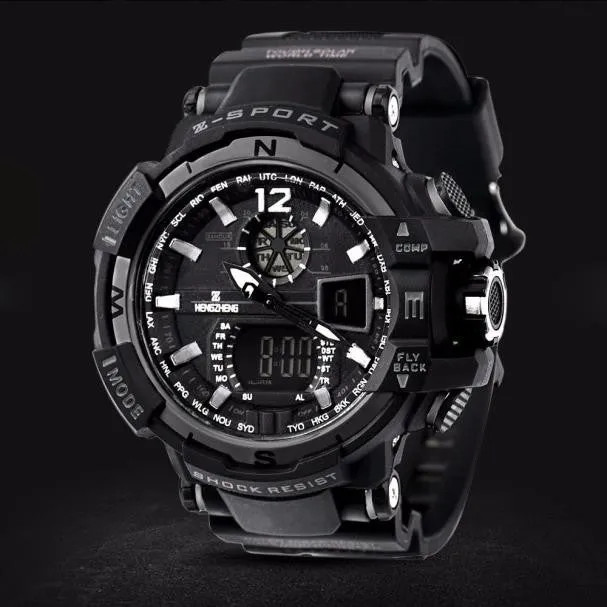 Men's Rubber Band LED Digital Sports Waterproof Diving Quartz Wrist Watch