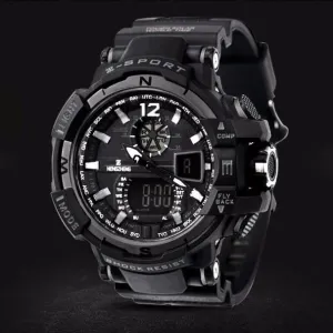 Men's Rubber Band LED Digital Sports Waterproof Diving Quartz Wrist Watch