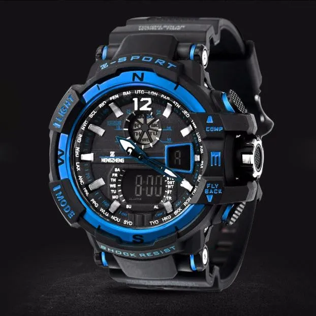 Men's Rubber Band LED Digital Sports Waterproof Diving Quartz Wrist Watch