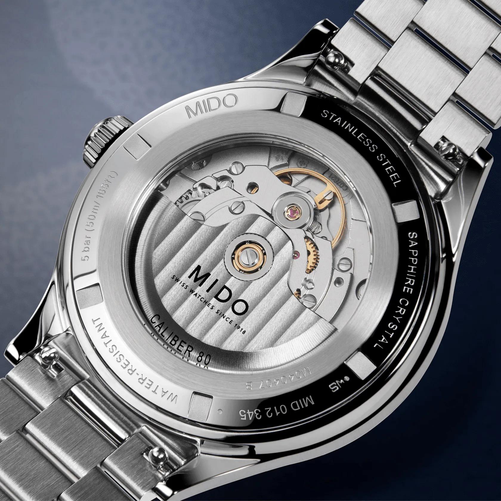 Mido Multifort Powerwind Blue Dial Steel Men's Watch M0404071104700
