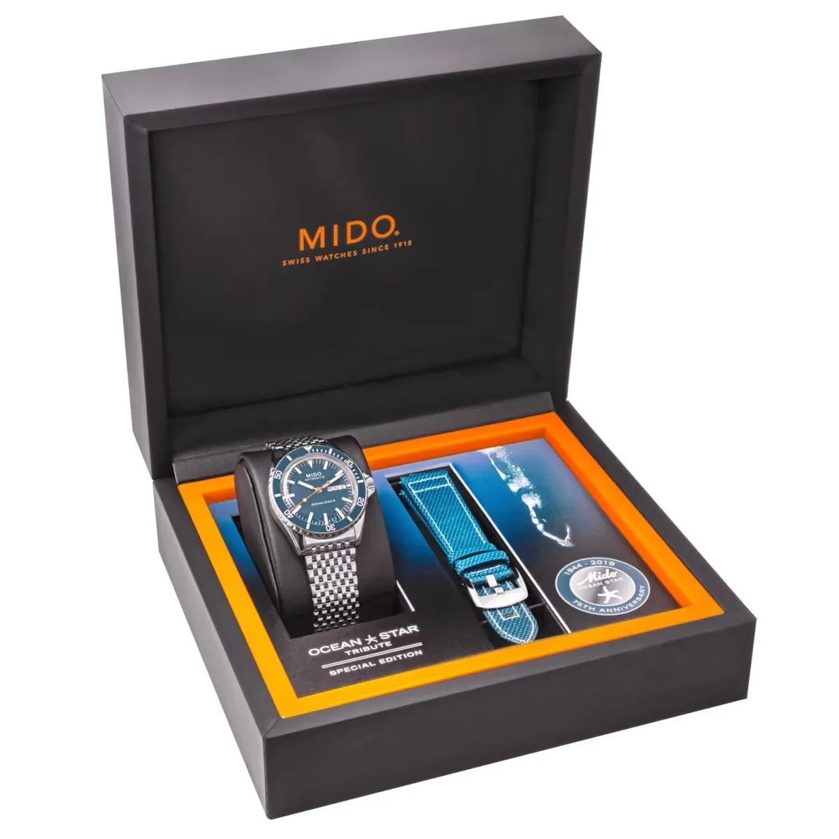 MIDO OCEAN STAR TRIBUTE BLUE -SPECIAL EDITION -1 EXTRA STRAP