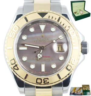 MINT 2007 Rolex Yacht-Master 16623 Tahitian Black MOP 40mm Two Tone 18K Gold