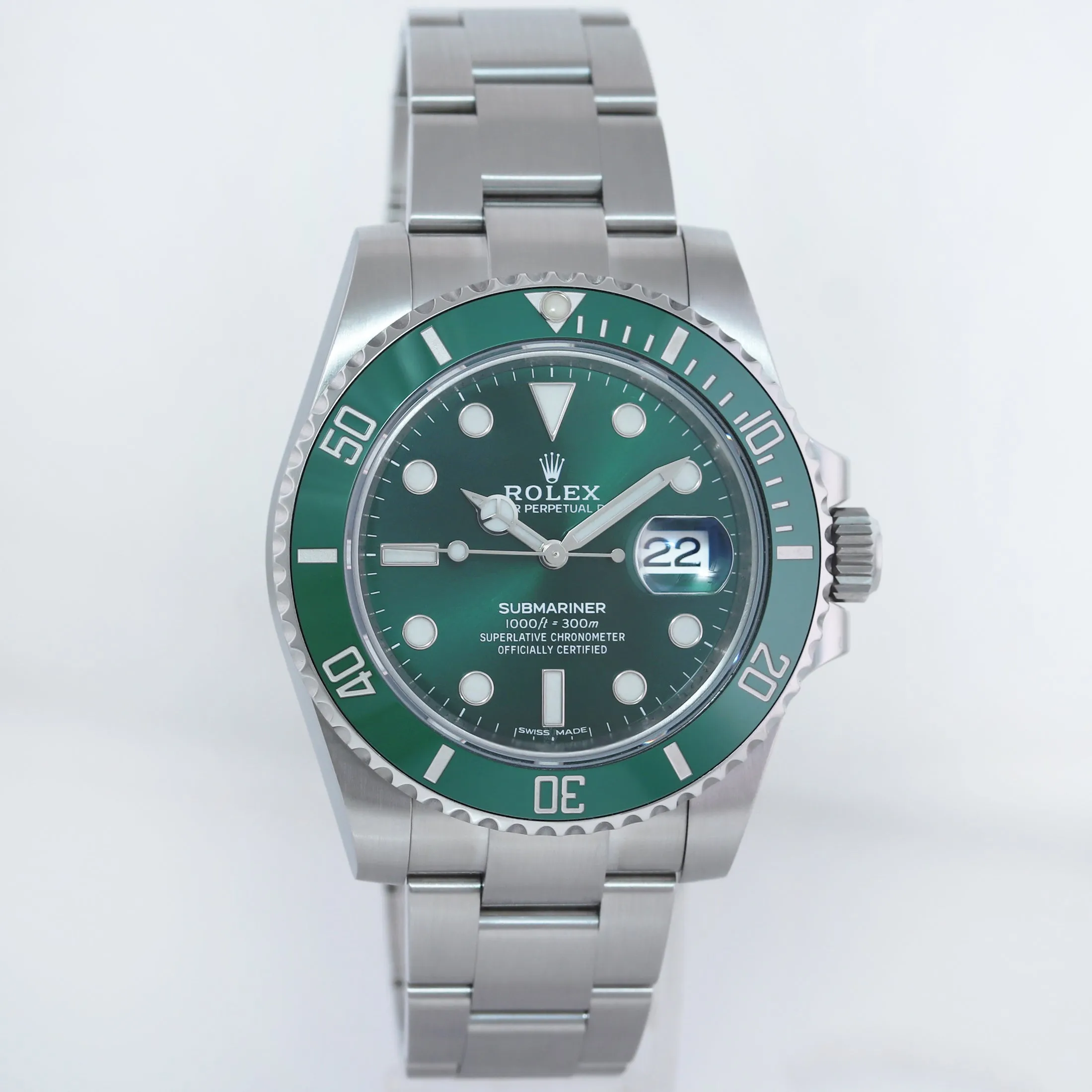 MINT 2015 PAPERS Rolex Submariner Hulk 116610LV Green Dial Ceramic Watch Box