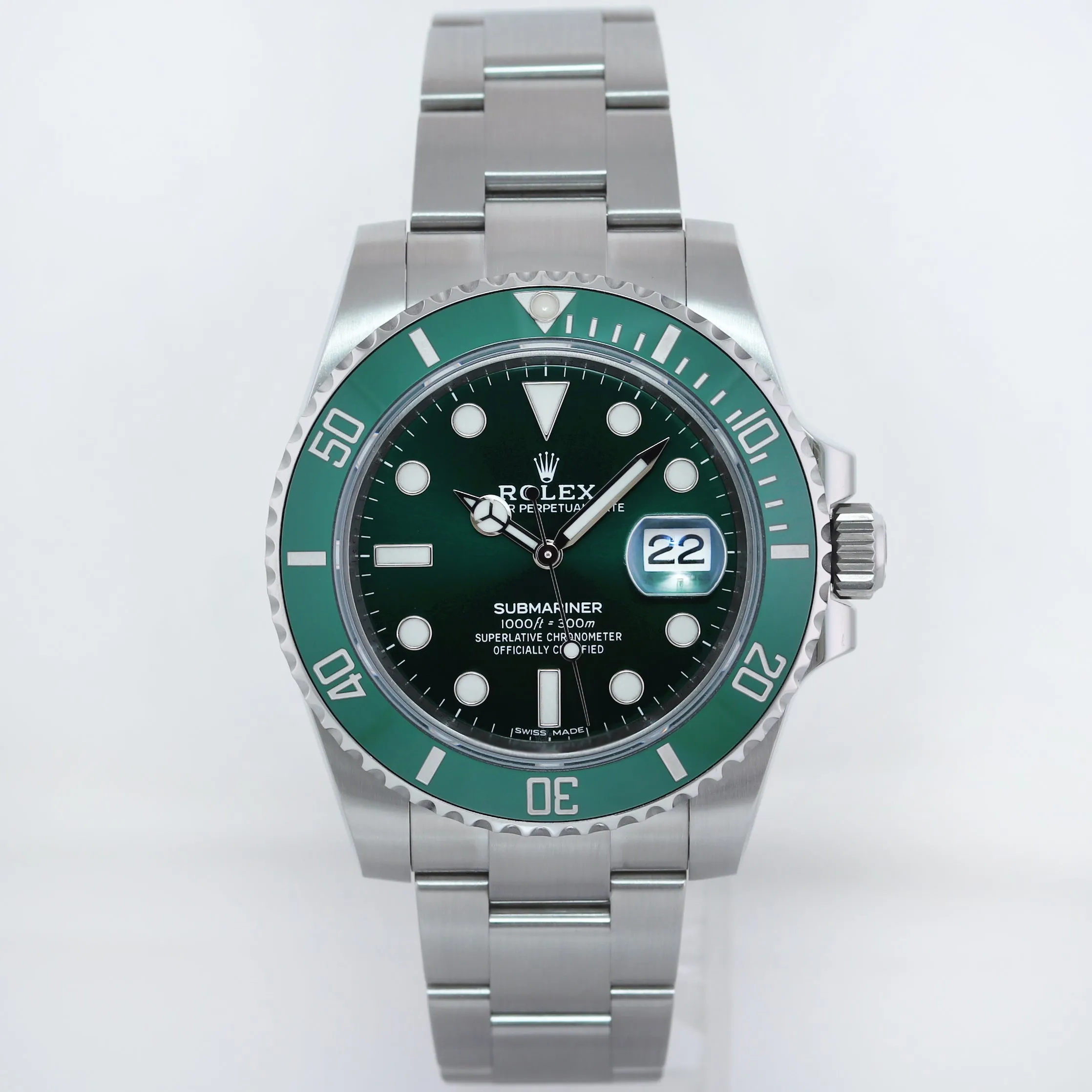 MINT 2015 PAPERS Rolex Submariner Hulk 116610LV Green Dial Ceramic Watch Box