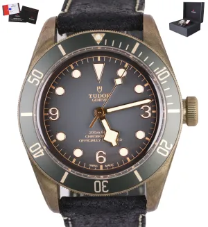 MINT 2019 Tudor Black Bay Heritage Bronze Slate 43mm Dive Leather Watch 79250 BA