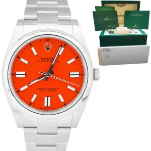 MINT NOV. 2020 Rolex Oyster Perpetual 41mm CORAL RED Oyster Steel Watch 124300