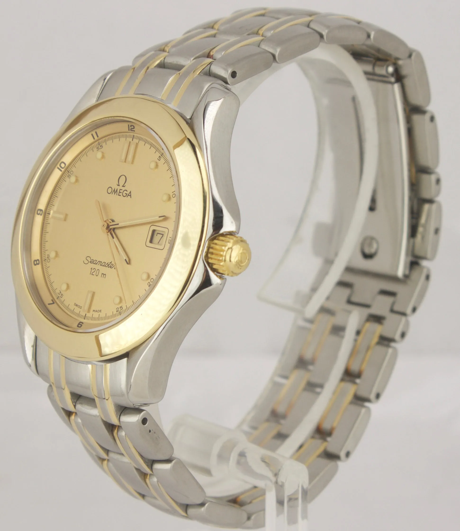 Mint Omega Seamaster 120 Midsize 36mm Two-Tone Gold Steel Quartz Watch 196.1501