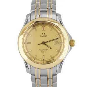 Mint Omega Seamaster 120 Midsize 36mm Two-Tone Gold Steel Quartz Watch 196.1501