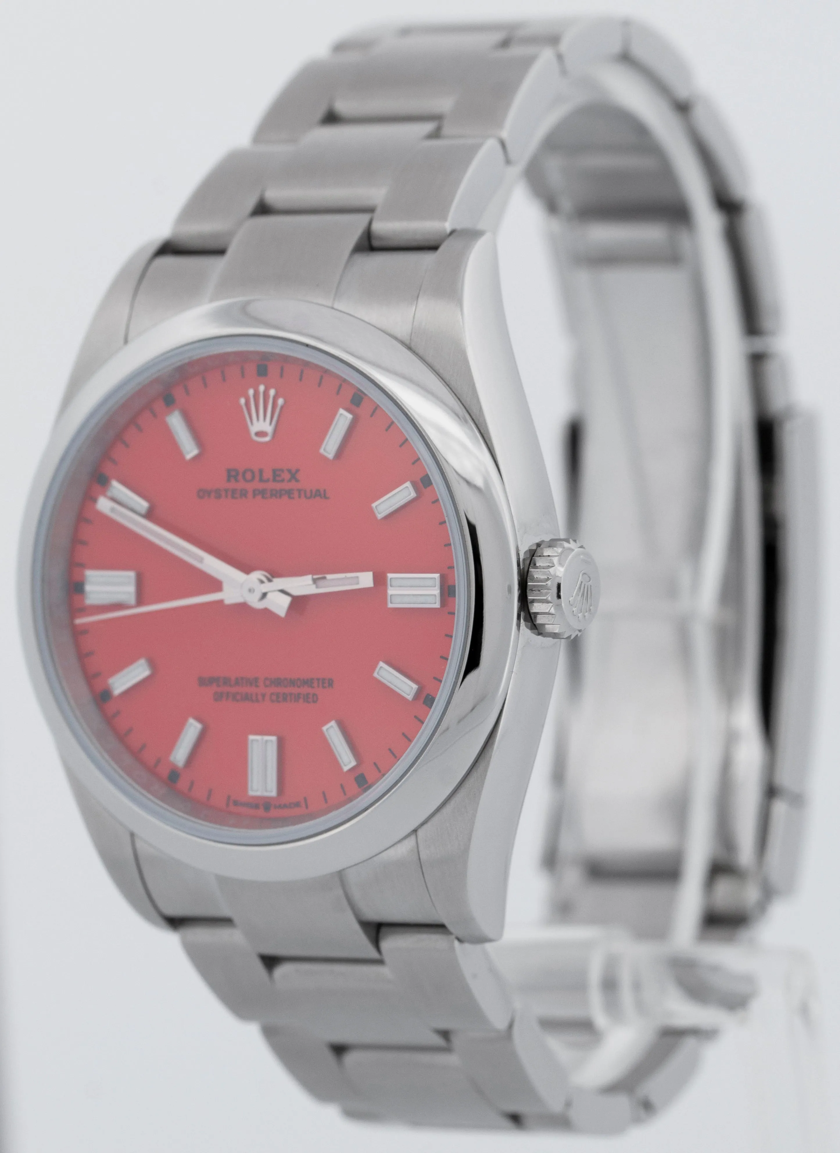 MINT PAPERS Rolex Oyster Perpetual CORAL RED 36mm Stainless Watch 126000 BOX