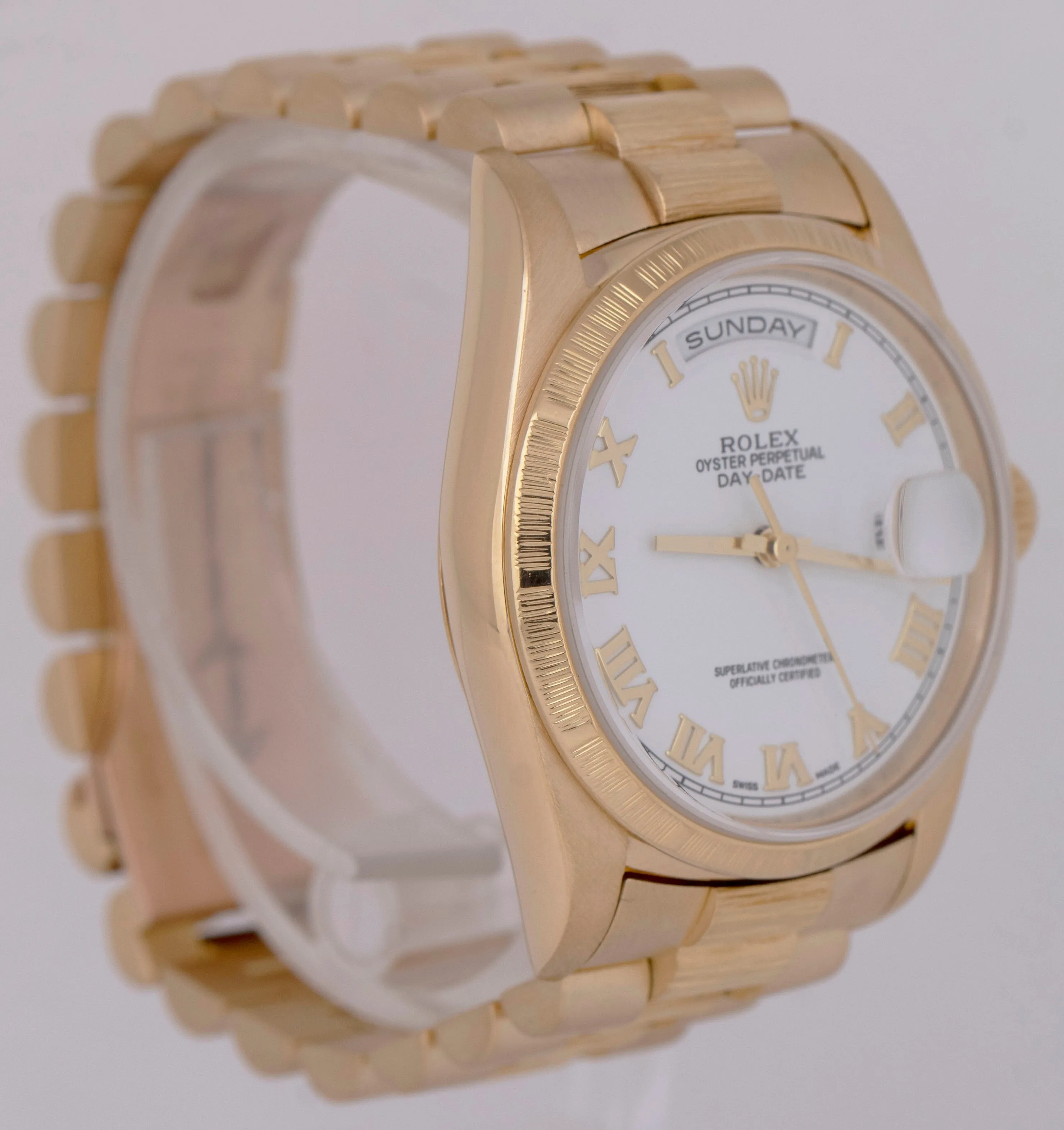 MINT Rolex Day-Date 36 Presidential White 18K Bark Double QuickSet Watch 18248