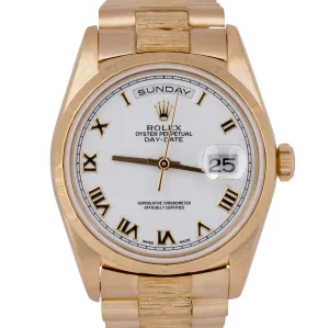 MINT Rolex Day-Date 36 Presidential White 18K Bark Double QuickSet Watch 18248