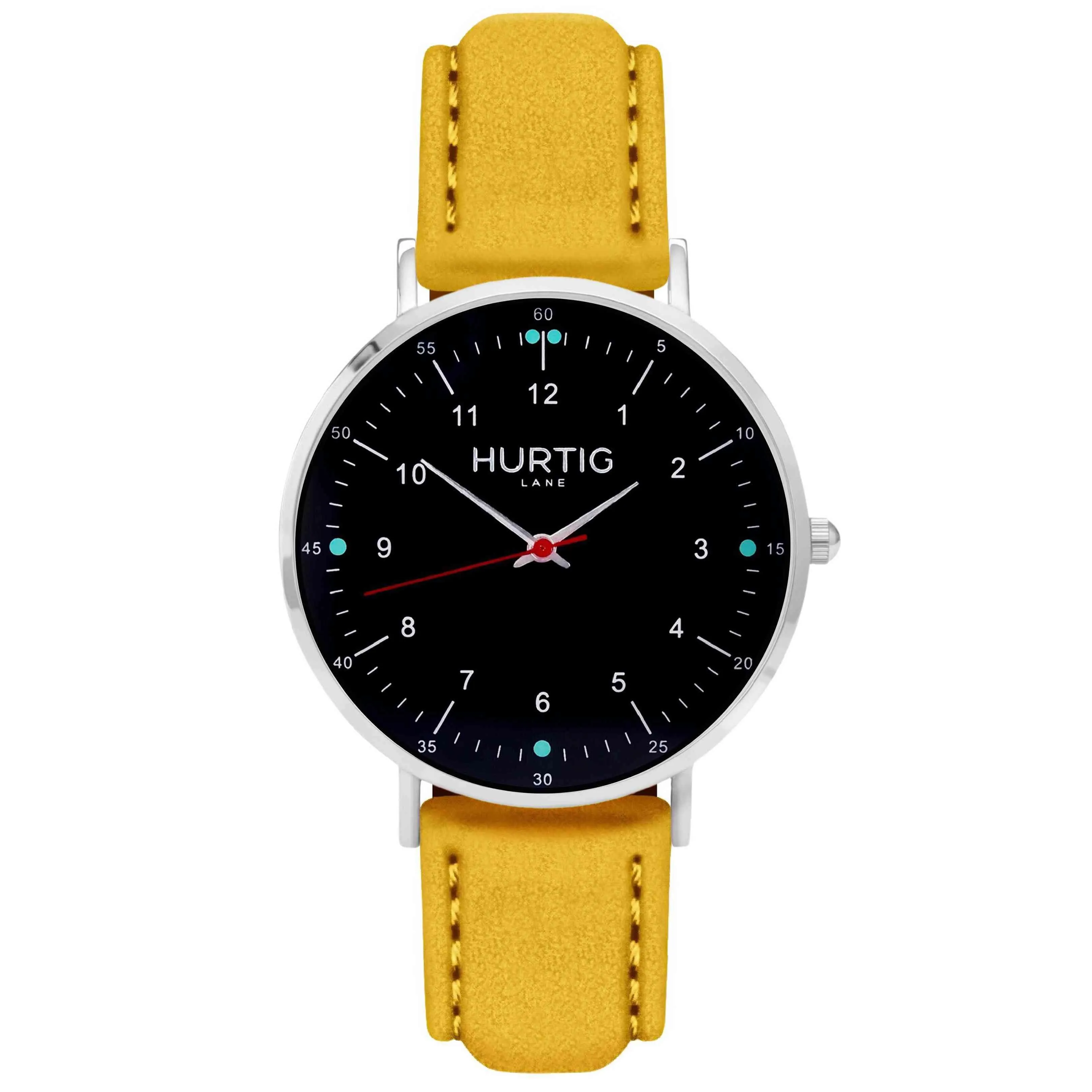 Moderna Vegan Suede Watch Silver, Black & Coral
