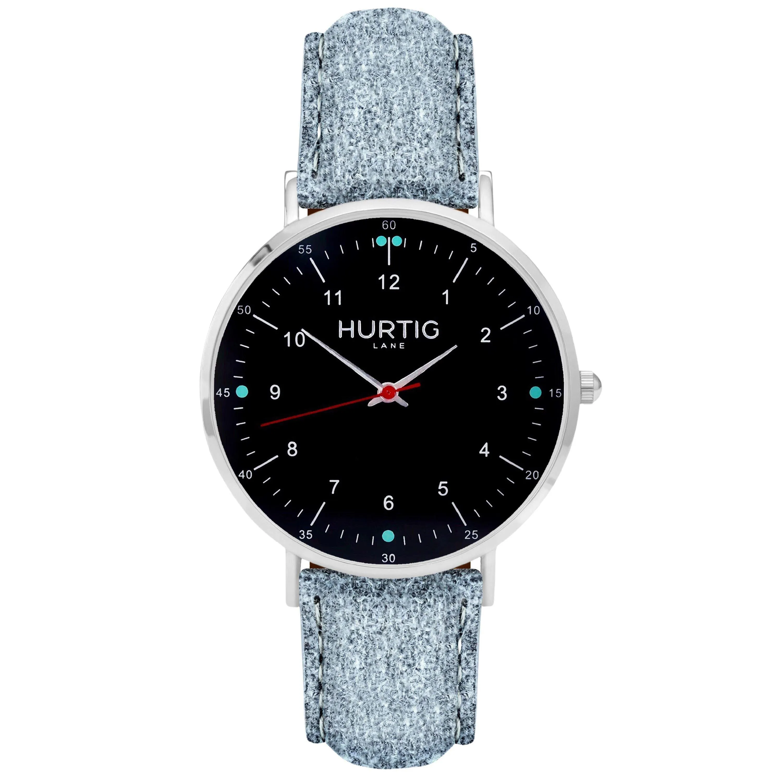 Moderna Vegan Suede Watch Silver, Black & Coral