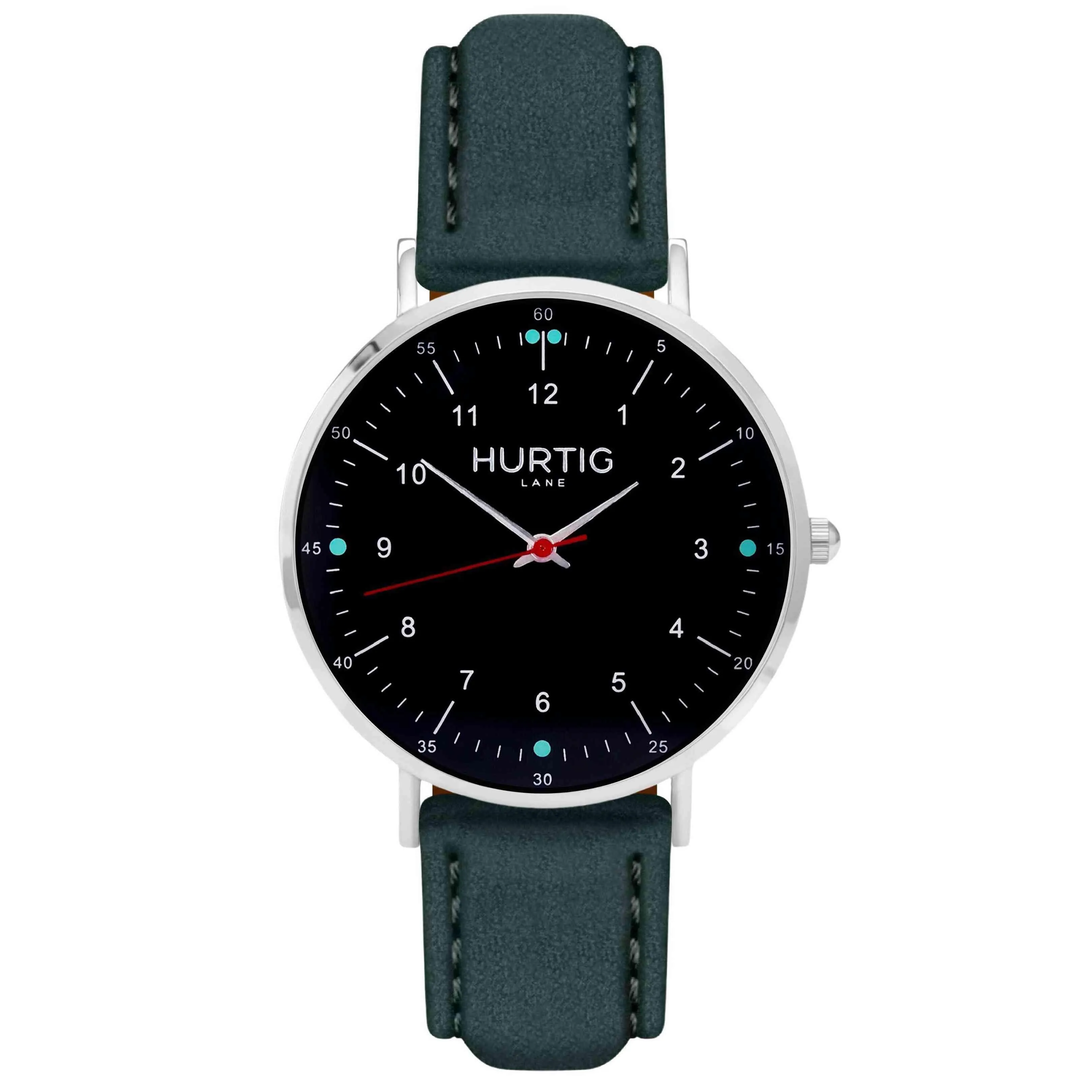Moderna Vegan Suede Watch Silver, Black & Coral
