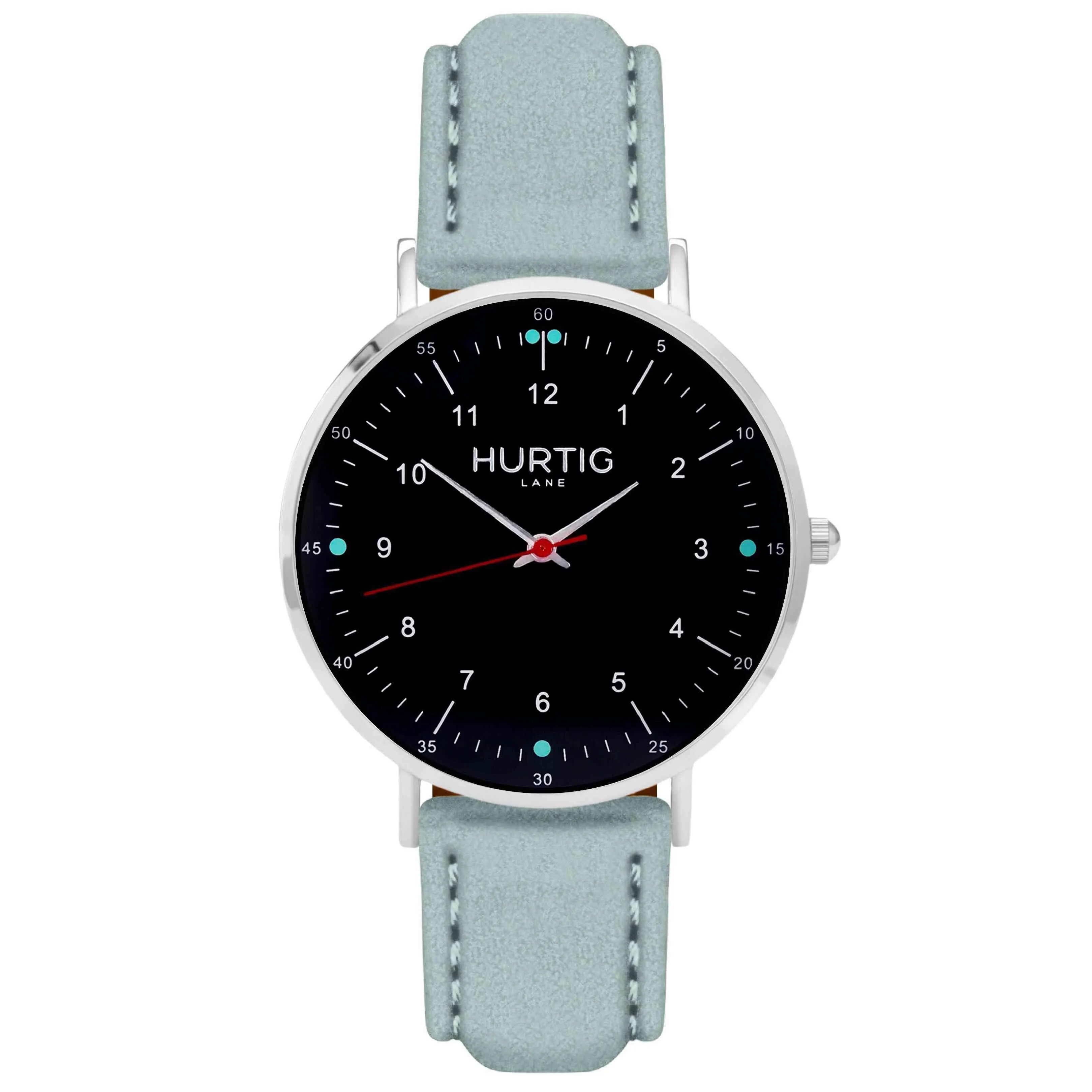 Moderna Vegan Suede Watch Silver, Black & Coral