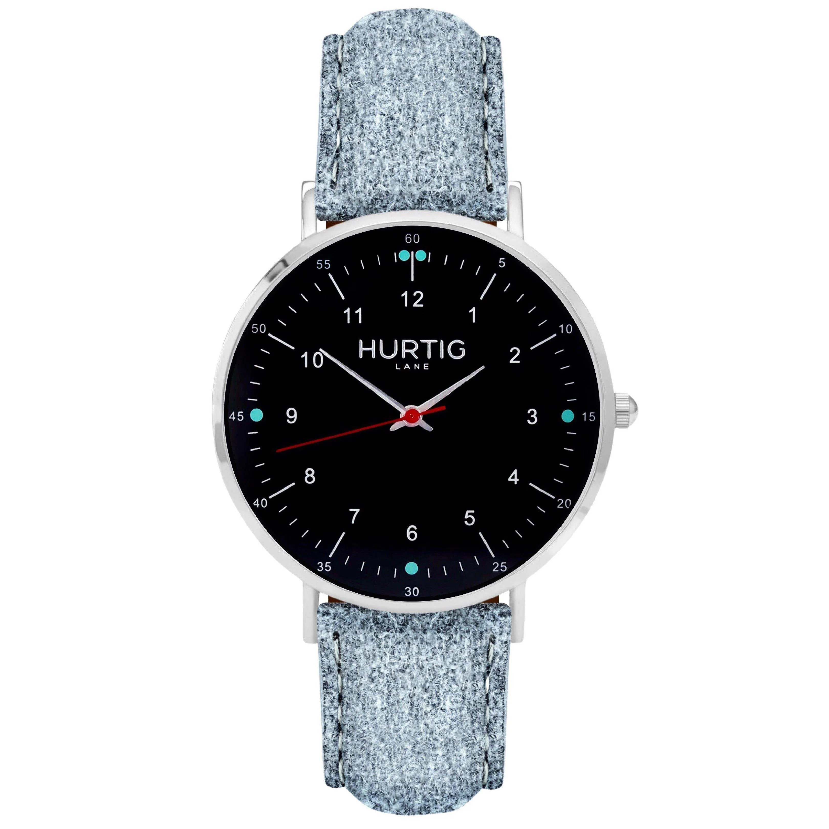Moderno Vegan Suede Watch Silver, Black & Coral