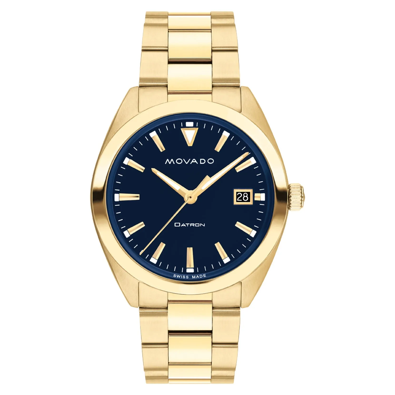 Movado Heritage Series Datron Mens Gold Tone Blue Dial Watch