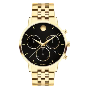Movado Museum Classic Mens Stainless Steel Black Dial Chronograph Watch
