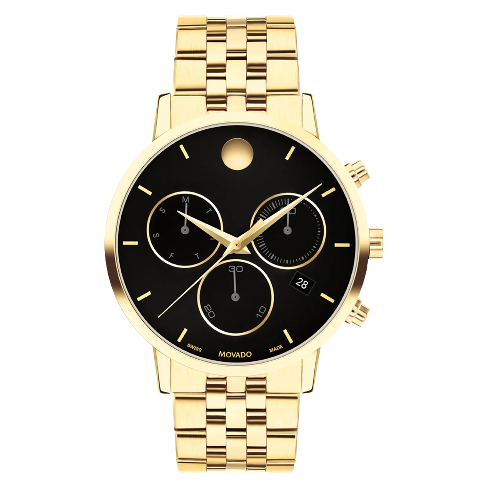 Movado Museum Classic Mens Stainless Steel Black Dial Chronograph Watch