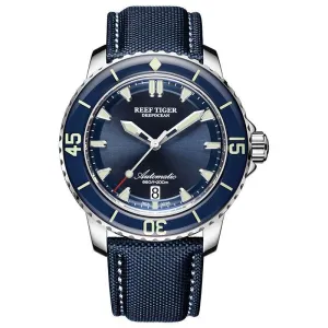New 2020 Reef Tiger/RT Super Luminous Dive Watches Mens Blue Dial Analog Automatic Watches Nylon Strap reloj hombre RGA3035