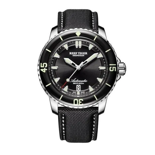 New 2020 Reef Tiger/RT Super Luminous Dive Watches Mens Blue Dial Analog Automatic Watches Nylon Strap reloj hombre RGA3035