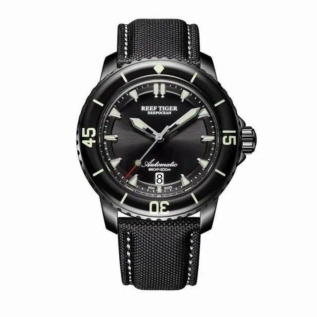New 2020 Reef Tiger/RT Super Luminous Dive Watches Mens Blue Dial Analog Automatic Watches Nylon Strap reloj hombre RGA3035