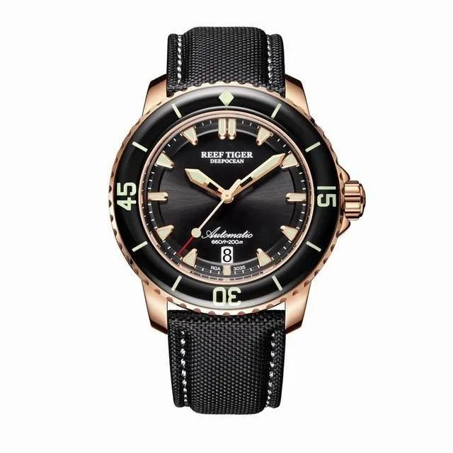 New 2020 Reef Tiger/RT Super Luminous Dive Watches Mens Blue Dial Analog Automatic Watches Nylon Strap reloj hombre RGA3035