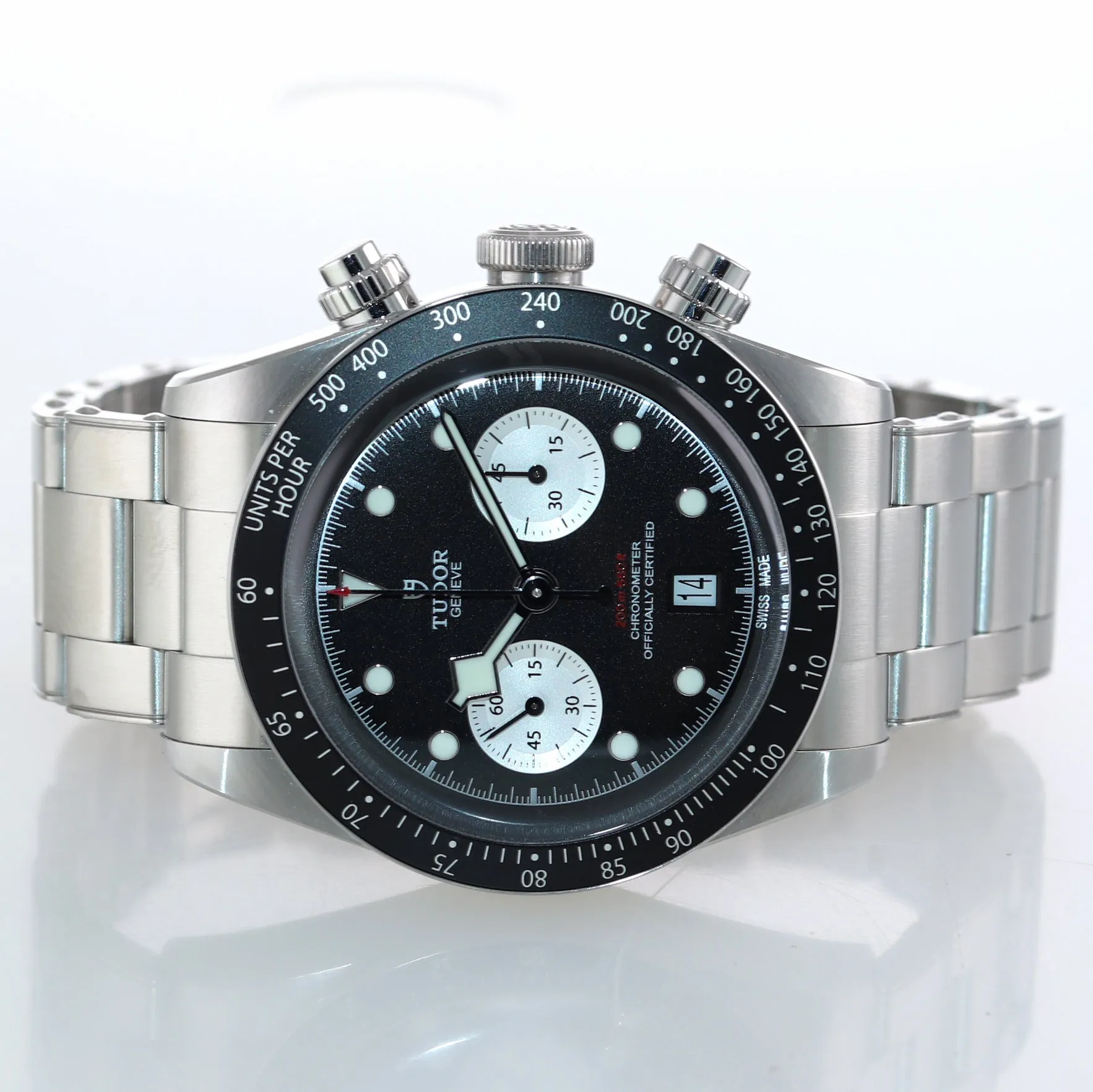 NEW APRIL 2021 Tudor Black Bay Chrono Steel 41mm Black Panda Date Watch 79360