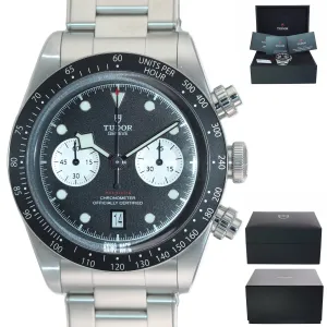 NEW APRIL 2021 Tudor Black Bay Chrono Steel 41mm Black Panda Date Watch 79360