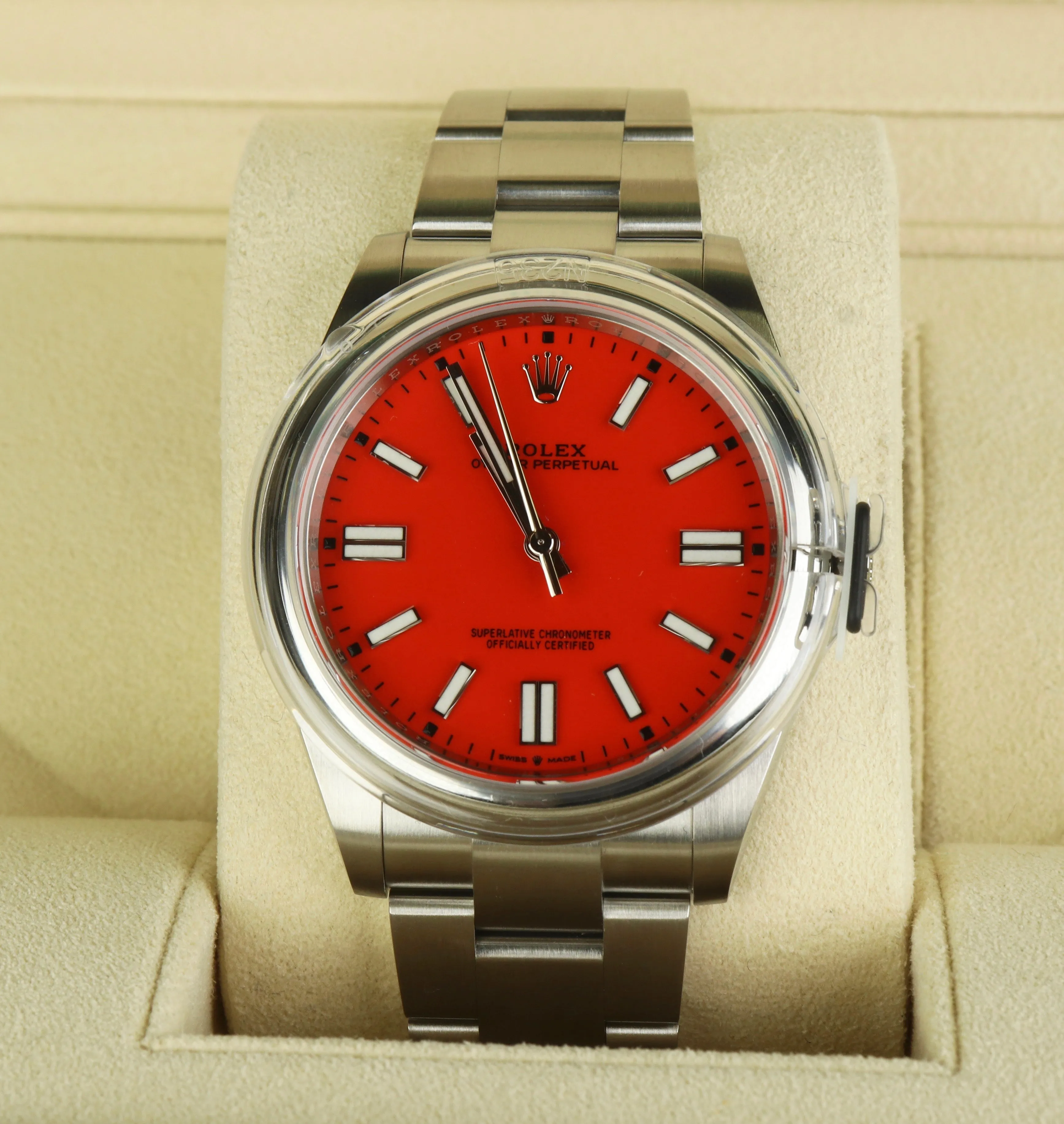 NEW OCT 2020 Rolex Oyster Perpetual 41 CORAL RED Watch 124300 41mm Stainless