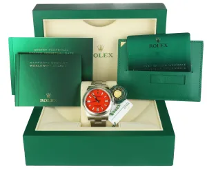 NEW OCT 2020 Rolex Oyster Perpetual 41 CORAL RED Watch 124300 41mm Stainless